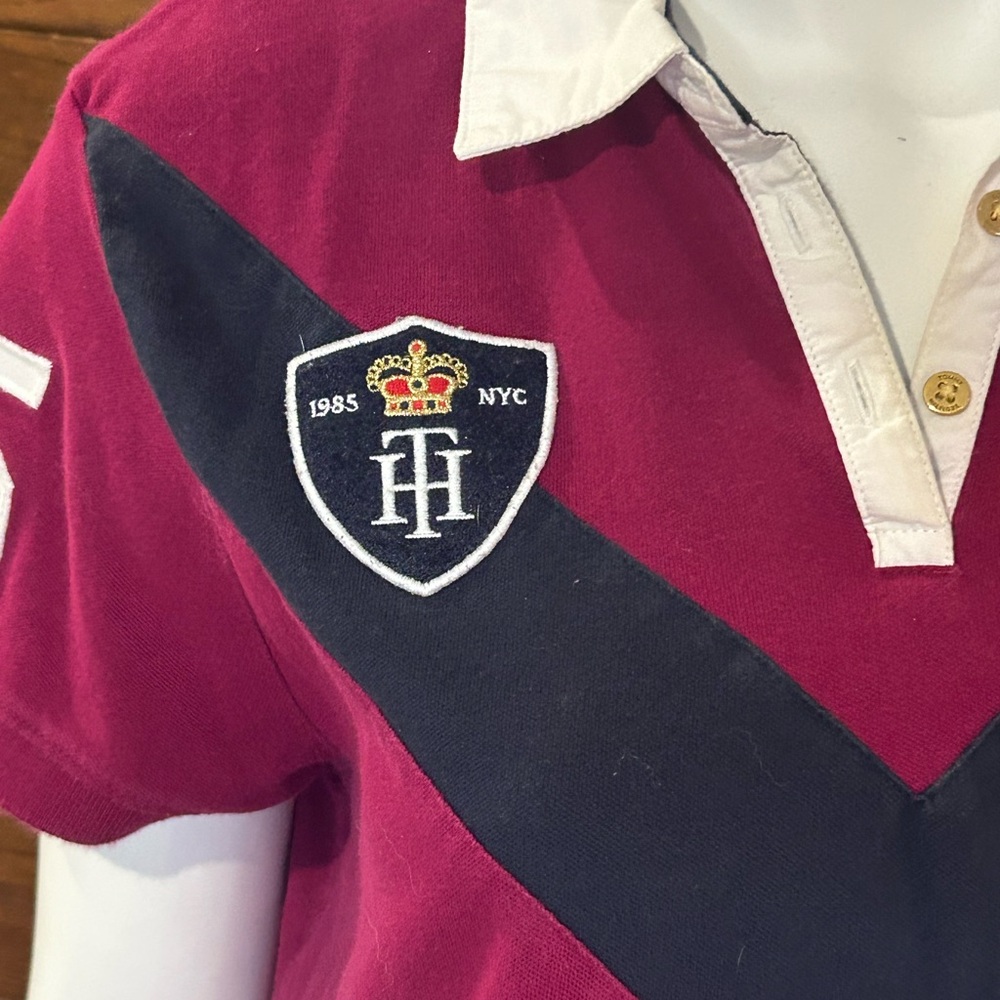 Tommy Hilfiger Burgundy Polo with Black and White Details - Picture 2 of 6